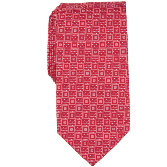 Perry Ellis Men Randall Neat Square Tie Coral - Picture 1 of 1
